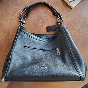 COACH Large Black Leather Shoulder Bag